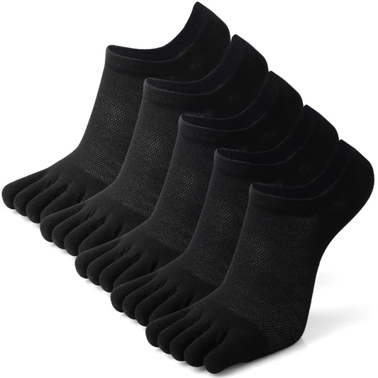 5 Pairs Men'S Open Toe Boat Socks Breathable Invisible Ankle Short Socks Elastic Men Five Finger Socks Silicone Anti-Slip Sports