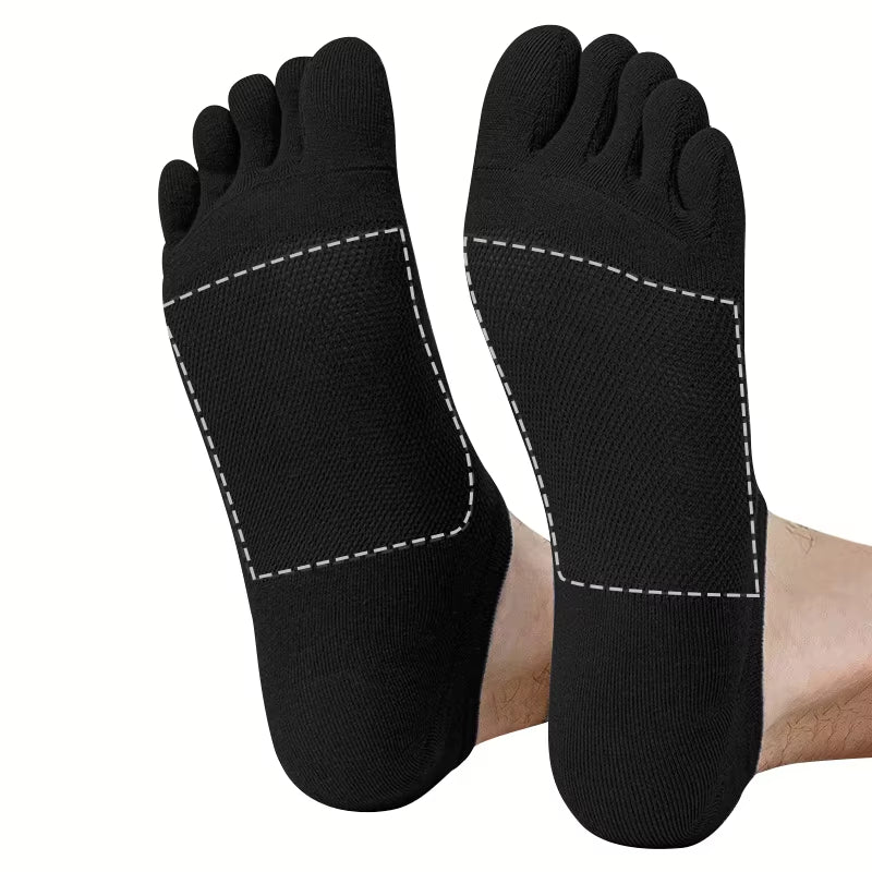 5 Pairs Men'S Open Toe Boat Socks Breathable Invisible Ankle Short Socks Elastic Men Five Finger Socks Silicone Anti-Slip Sports